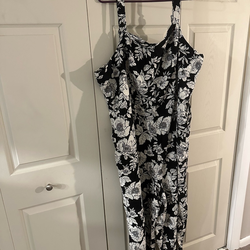 Old Navy Black and White Fit & Flare Cami Jumpsuit
